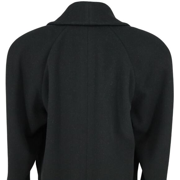 Jones NY Coat Petites 10P Black Wool Long Overcoat Shoulder Pads Vintage - Picture 11 of 16